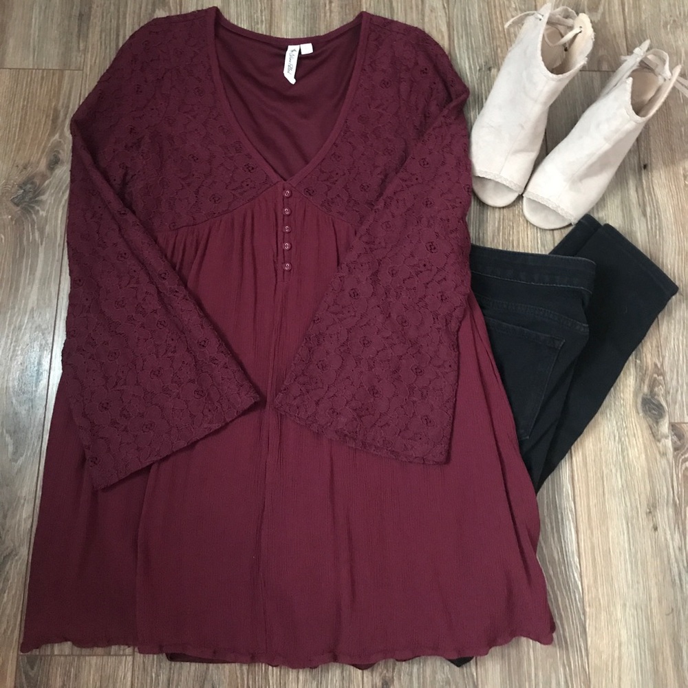 Maroon Lace Tunic